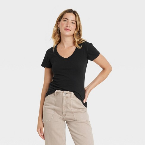 Women's Shrunken Short Sleeve T-shirt - Universal Thread™ Black Xl