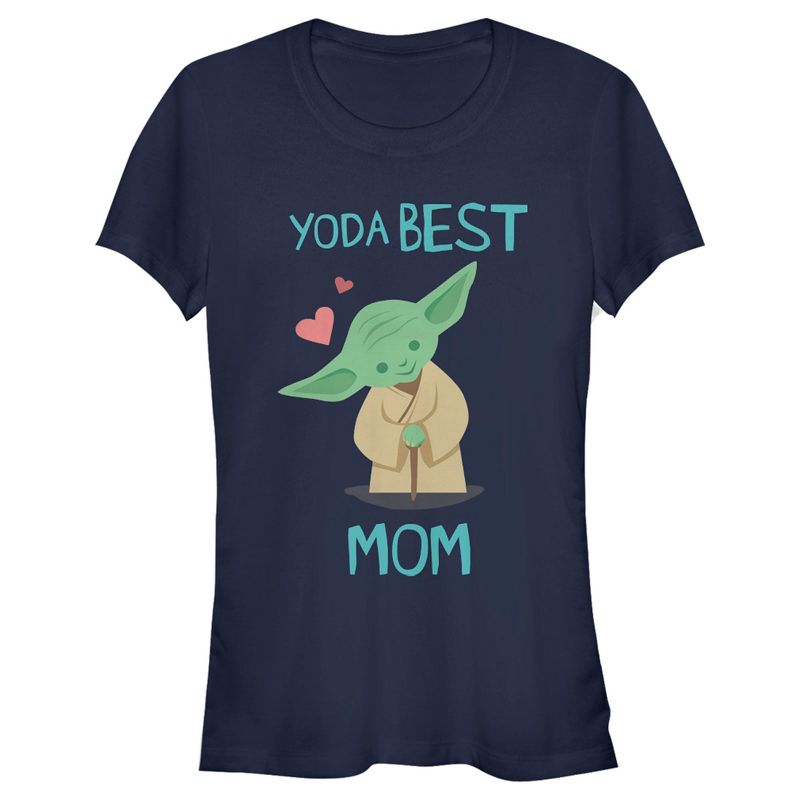 Juniors Womens Star Wars Mother's Day Best Mom Yoda T-Shirt, 1 of 5