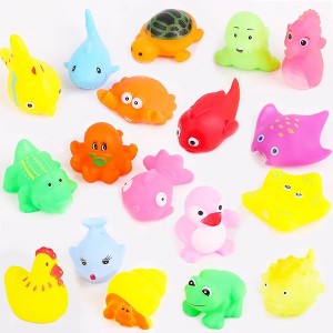 18-Piece Sea Animal Bath Toy Set, Rubber Floating Toys for Babies and Toddlers Ages 6+ Months - 1 of 4