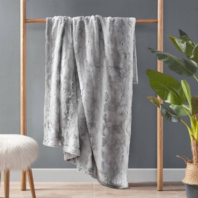 Luxurious Gray 60"x70" Reversible Faux Fur Throw Blanket