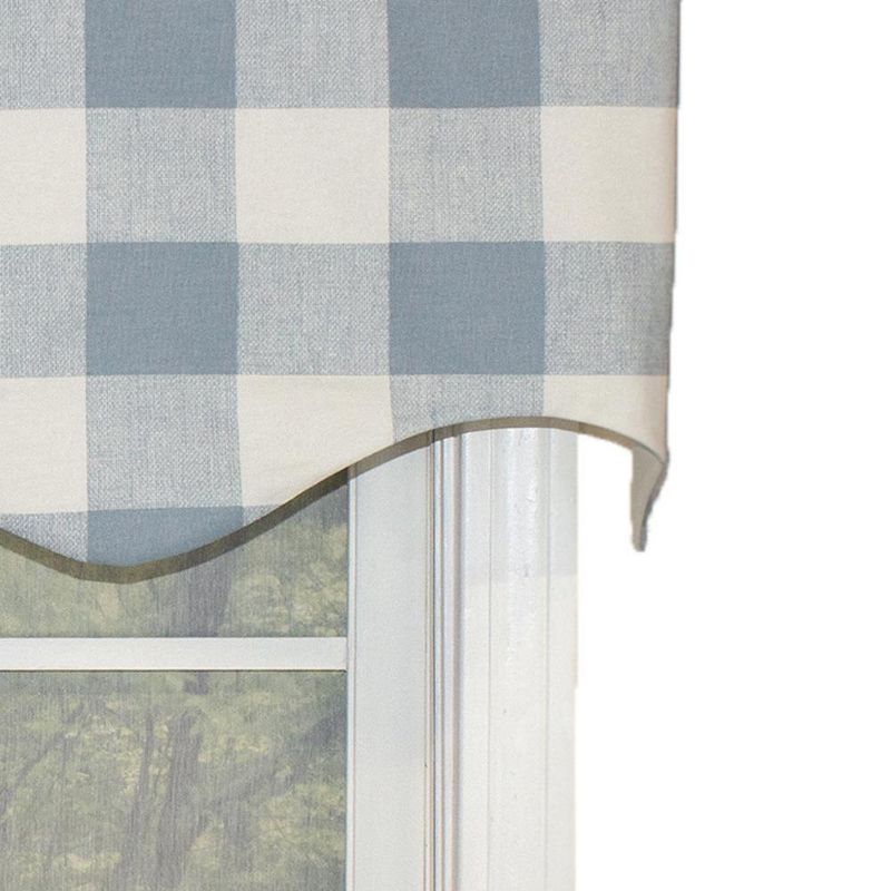 Grande Check Regal Style 3" Rod Pocket Valance 50" x 17" Blue by RLF Home, 3 of 5