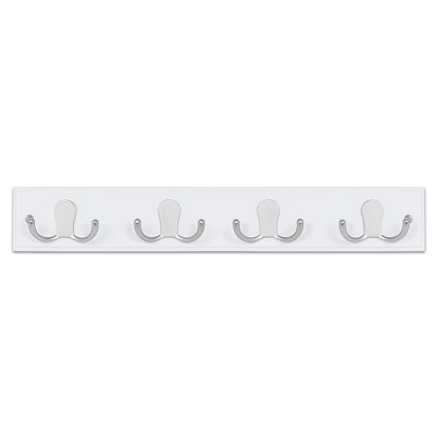 White Pine Dual Hook Coat Rack with Satin Nickel Hooks