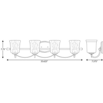 Bowman Cottage White 4-Light Vanity Fixture with Clear Glass Shades