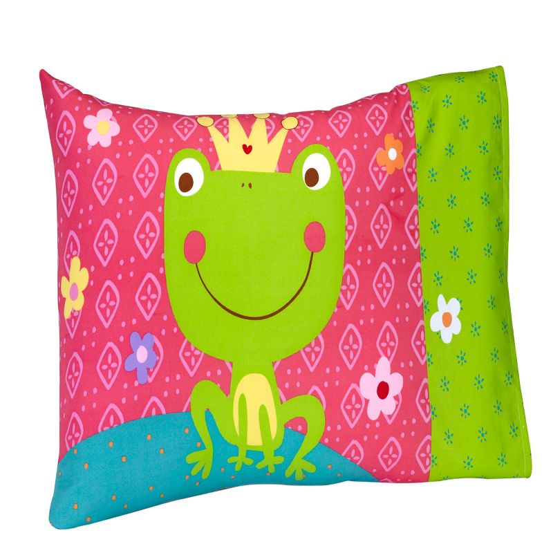 Everything Kids Fairytale Pink, Green and Teal, Castle, Frog, Flowers 4 Piece Toddler Bed Set, 5 of 7