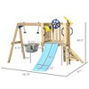 Resenkos Baby Indoor Slide, Outsunny 3 in 1 Wooden Swing Set Outdoor Playset with Baby Swing Seat, Toddler Slide Brown - 4 of 4