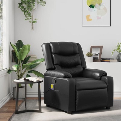 VidaXL Massage Recliner Chair Black Faux Leather
