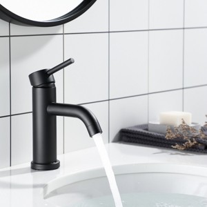 6.57" High Single Hole Bathroom Faucet with Stainless Steel Frame Waterfall Faucet for Vanity ...