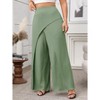 Women's Plus Size Faux Wrap Palazzo Pants Mid Rise Plus Size Wide Leg Pants Asymmetric Pants - 2 of 4