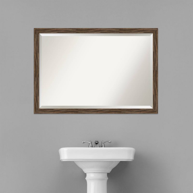 39&#34; x 27&#34; Regis Barnwood Narrow Framed Bathroom Vanity Wall Mirror Light Brown - Amanti Art, 4 of 9