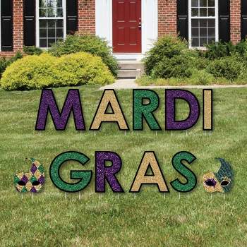 Big Dot Of Happiness Colorful Mardi Gras Mask - Lawn Decorations - Outdoor  Masquerade Party Yard Decorations - 10 Piece : Target