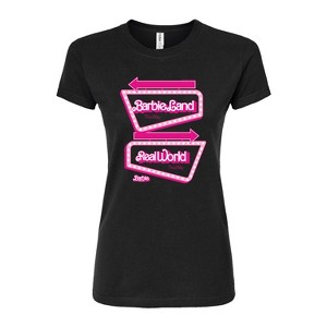 Women's - Barbie - Barbieland Real World This Way Signs Fitted Graphic T-Shirt - 1 of 3