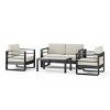 4 Piece Aluminum Outdoor Chat Set with Cushions,Modern Patio Conversation Set with Glass Table,Rust Resistant Patio Furniture Set-Cuddlewood - 2 of 4