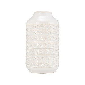 Sagebrook Home 10"Hx6" Diameter, Ceramic Aztec Vase in Ivory/Beige - Add Elegance and Charm to Your Space with this Beautiful Ceramic Vase for Floral - 1 of 4
