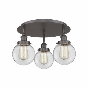 Beacon - 3 Light Flush Mount In Art Deco Style-9.63 Inches Tall and 17.75 Inches Wide - 1 of 1