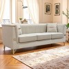 83.5" Velvet 3-Seater Chesterfield Sofa,Vertical Channel Tufted Couch with Gold Metal Legs & 2 Pillows for Living Room-Baofuwish - 2 of 4