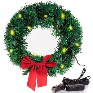 Zone Tech Car Christmas Wreath Decoration with Led Lights  Fits For Jeeps Trucks SUVs RVs Golf Carts & Home - Universal Holiday Season Decoration - 1 of 4