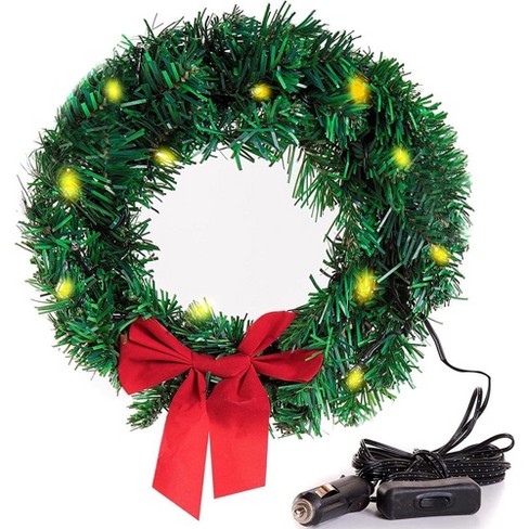 Zone Tech Car Christmas Wreath Decoration With Led Lights Fits For