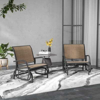 Maggift Patio Accent Chairs Set of 2, Outdoor Chair, Park Love Seat with Breathable Sling Fabric for Lawn, Garden and Porch, Black, 29.5"*26"*33.5"