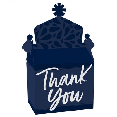 Big Dot of Happiness Navy Blue Elegantly Simple - Treat Box Party Favors - Guest Party Favors Goodie Gable Boxes - Set of 12
