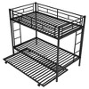 NicBex Twin over Twin Bunk Bed Metal Rack Triple Bed Frame with 4 Wheels, Full-length Guardrails and Ladder, No Spring Box Required - 3 of 4