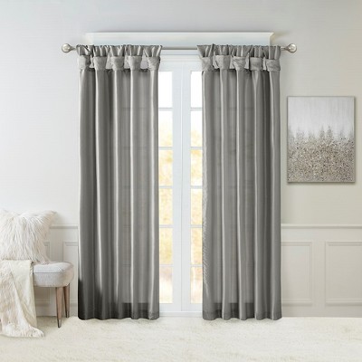 VYNXARIA 50x95"Twist Tab Lined Window Curtain Panel Charcoal(Only 1 Window Panel)