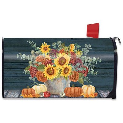 Sunflowers And Hydrangeas Fall Magnetic Mailbox Cover Floral Pumpkins Standard Briarwood Lane