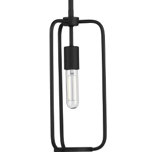 Progress Lighting, Bonn Collection, 1-Light Mini-Pendant, Matte Black, Open-Cage Design, Steel - 1 of 3