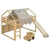 NicBex Full Loft Bed House Shape Wooden Bed Frame with Tent, Storage Compartments, Padded Slide, Ladder and Guardrail, No Box Spring Required - 3 of 4