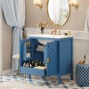 ModernLuxe 30'' Blue Bathroom Vanity with Sink, 2 Soft Close Doors, Hidden Drawer & Adjustable Shelf, Freestanding Storage Cabinet - 2 of 4