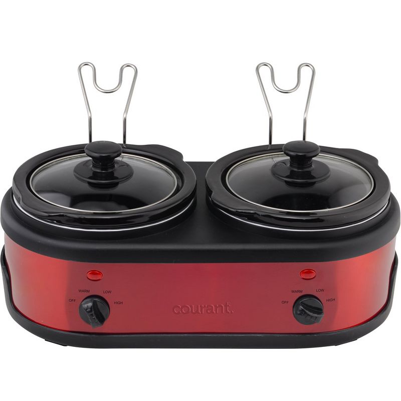 Courant 3.2 Qt Twin slow cooker (1.6 Qt each) - Red, 1 of 4