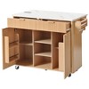 LOVSON 52''Recessed Kitchen Island with Folding Flap, Power Outlet, Adjustable Shelves, and Dual-Door Dual-Drawer Kitchen Storage Cart, Natural - 4 of 4