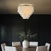 ALOADECOR Modern Coastal Capiz Tiered Flush Mount Bronze Farmhouse Natural Seashell Ceiling Light For Dining Room - 2 of 4