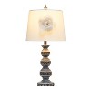 Aged Stacked Ball Table Lamp with Couture Linen Flower Shade White - Elegant Designs: Metal Base, No Assembly Required, UL Listed - 2 of 4