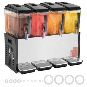 VEVOR Commercial Beverage Dispenser, 4 Tanks 12 L / 12.7 QT Per Tank Juice Dispenser, 510W Stainless Steel Ice Tea Drink Machine - 1 of 4