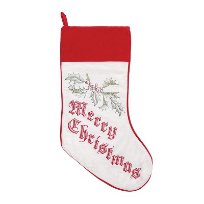 C&F Home Wenham Holly Embroidered Christmas Stocking