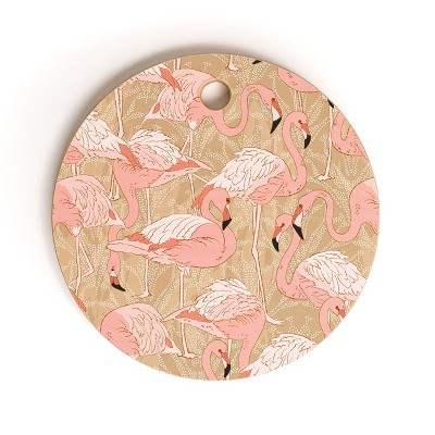 Iveta Abolina Pink Flamingos Camel Cutting Board - Round
