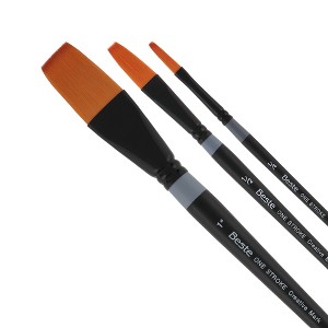 Creative Mark Beste Golden Taklon One Stroke #10x0 - 3 Pack Artist Brush, Professional Watercolor Brushes, For Acrylic Painting, Short Handle, Sharp - 1 of 4