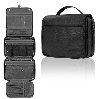PAVILIA Hanging Toiletry Bag Women Men, Foldable Large Travel Cosmetic Organizer, Water Resistant Makeup Toiletries Essentials Kit