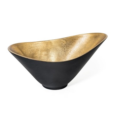 HomeRoots 15" Black And Gold Aluminum Decorative Bowl