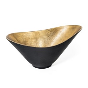 HomeRoots 15" Black And Gold Aluminum Decorative Bowl - 1 of 4