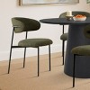 5-Piece Modern Dining Set for 4 ,Black Wood Round Dining Table & Armless Upholstered Linen Dining Chairs for Dining Room-Tanpinhause - 3 of 4