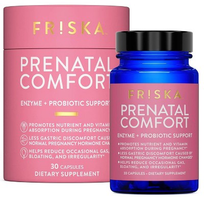 FRISKA Prenatal Comfort Digestive Enzyme and Probiotics Supplements - 30ct