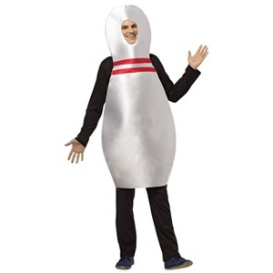 Imposta Costumes Adult Get Real Bowling Pin Costume Bodysuit Silver One Size - 1 of 1
