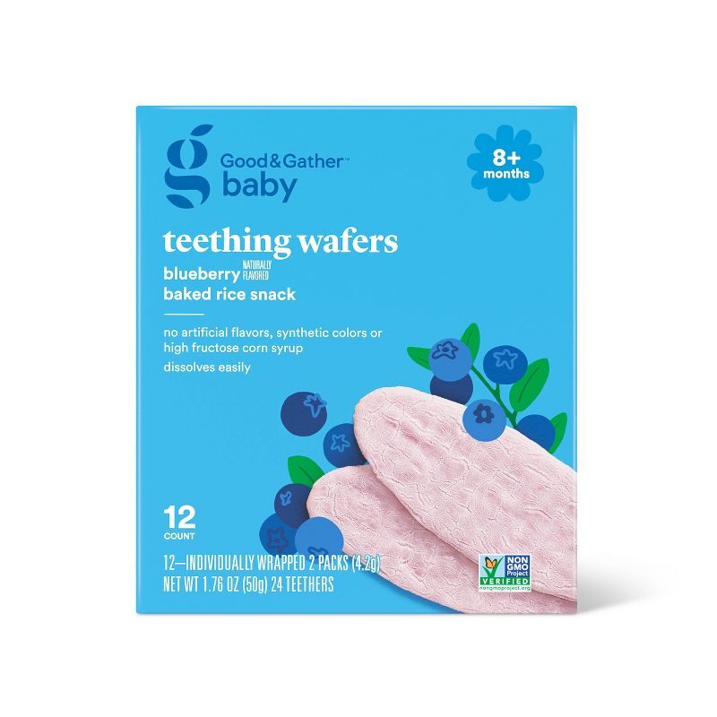 Blueberry Teething Wafers Baby Snacks - 1.76oz/12pk - Good &#38; Gather&#8482;, 1 of 6
