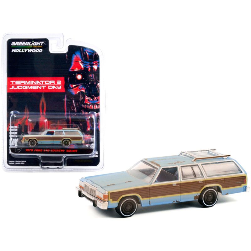 1979 Ford LTD Country Squire Light Blue (Weathered) "Terminator 2: Judgment Day" 1991 Movie 1/64 Diecast Model Car by Greenlight, 1 of 4