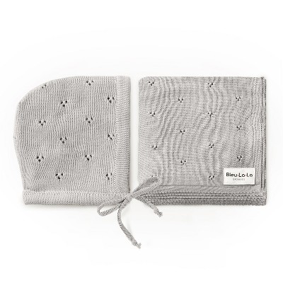 Luxury Organic Cotton Baby Swaddle Receiving Blanket + Hat Gift Set for Newborns and Infant Boys and Girls