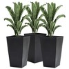 VisioGear 3PCS 24" Tall Large Taper Planters with Drainage Holes and Plug, Flower Pots for Patio, Black, 14.25"*14.25"*24" - 2 of 4