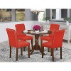 5 Piece Dinette Set for 4 - Round Table with Dropleaf & 4 Parson Chairs - 42 Inch - Mahogany Finish - 2 of 4