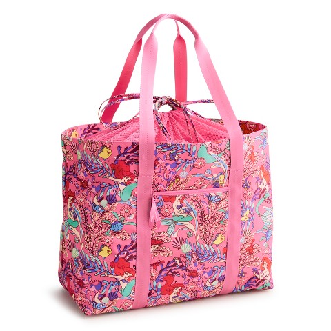 Vera Bradley Women's Outlet Disney Ripstop Large Family Tote Bag Ariel's Pink Lagoon