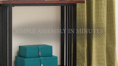 Ironcraft Oak and Black Narrow Chairside Table